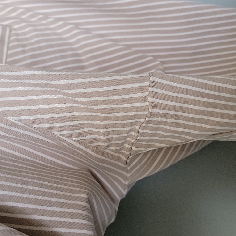 Lane Bryant Office Neutral Cream White Ticking Stripe Crop Stretch Pant Size 22 - Picture 9 of 11